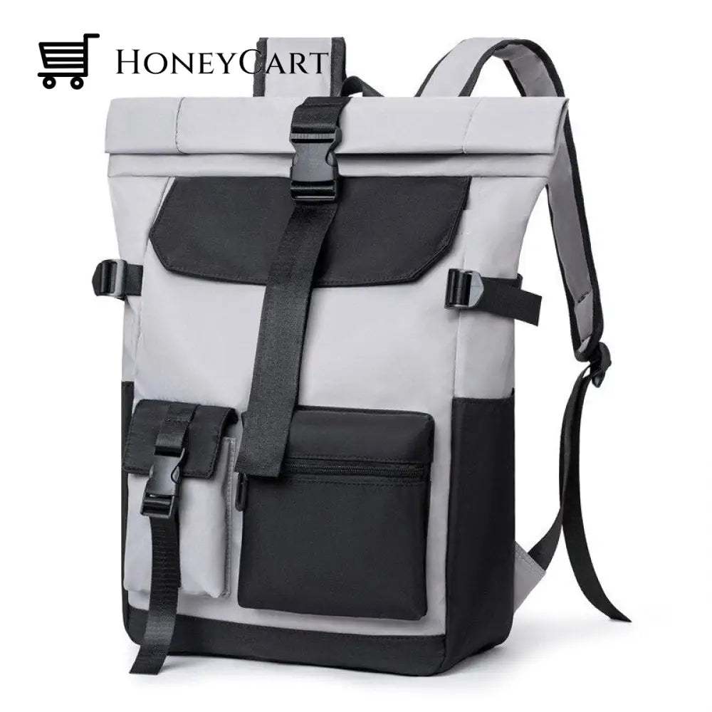 Rollup Waterproof Large Capacity Backpack White