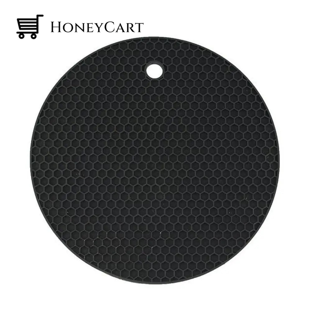 Round Heat Resistant Silicone Mat Black / 18X18X0.8Cm/7.08X7.08X0.31 Inch Home Gadgets