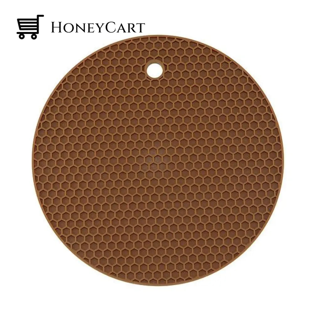 Round Heat Resistant Silicone Mat Brown / 18X18X0.8Cm/7.08X7.08X0.31 Inch Home Gadgets