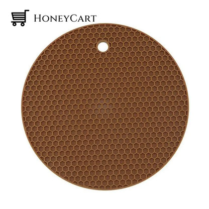 Round Heat Resistant Silicone Mat Brown / 18X18X0.8Cm/7.08X7.08X0.31 Inch Home Gadgets
