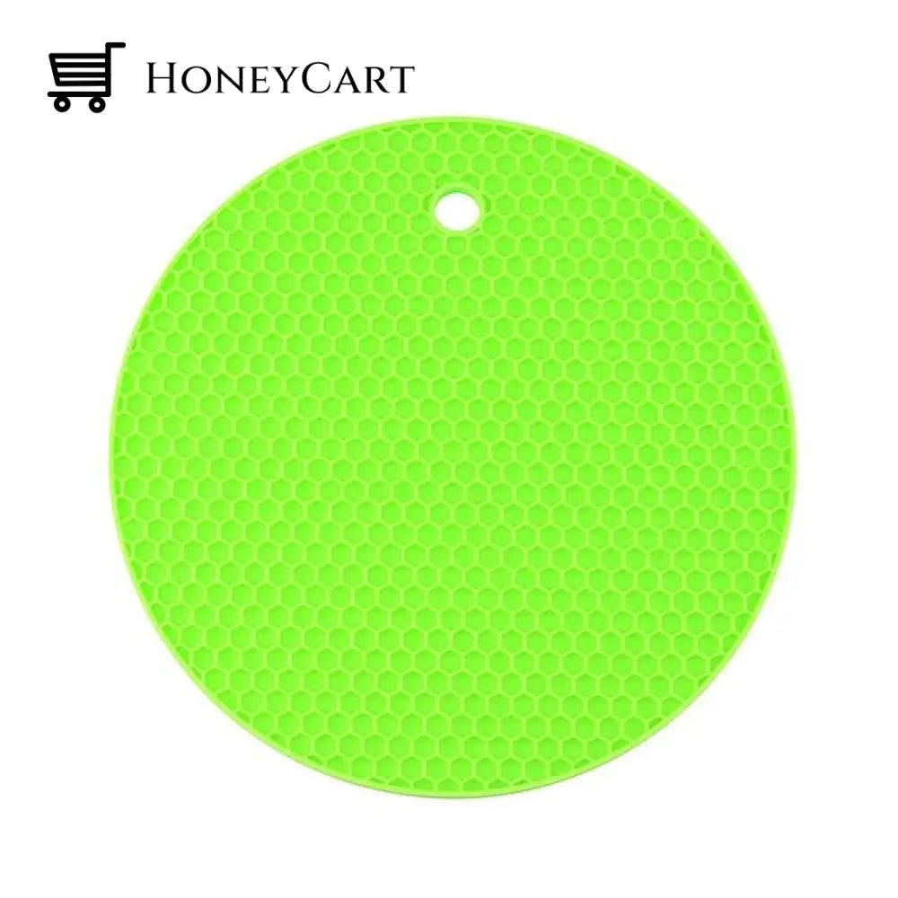 Round Heat Resistant Silicone Mat Green / 18X18X0.8Cm/7.08X7.08X0.31 Inch Home Gadgets