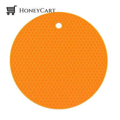 Round Heat Resistant Silicone Mat Orange / 18X18X0.8Cm/7.08X7.08X0.31 Inch Home Gadgets