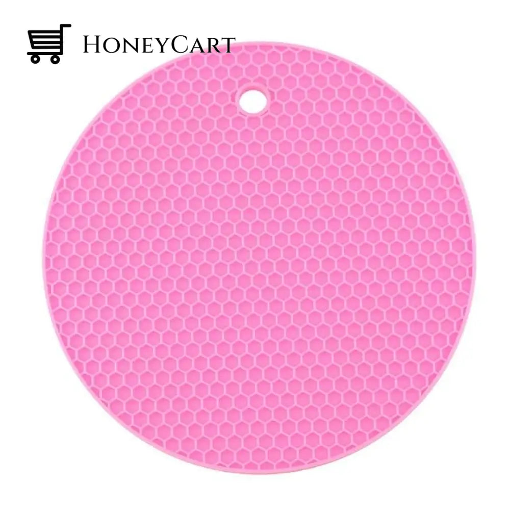 Round Heat Resistant Silicone Mat Pink / 18X18X0.8Cm/7.08X7.08X0.31 Inch Home Gadgets