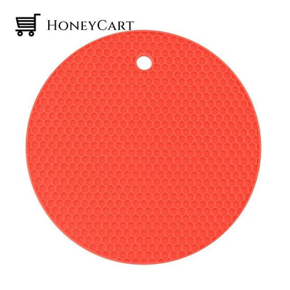 Round Heat Resistant Silicone Mat Red / 18X18X0.8Cm/7.08X7.08X0.31 Inch Home Gadgets