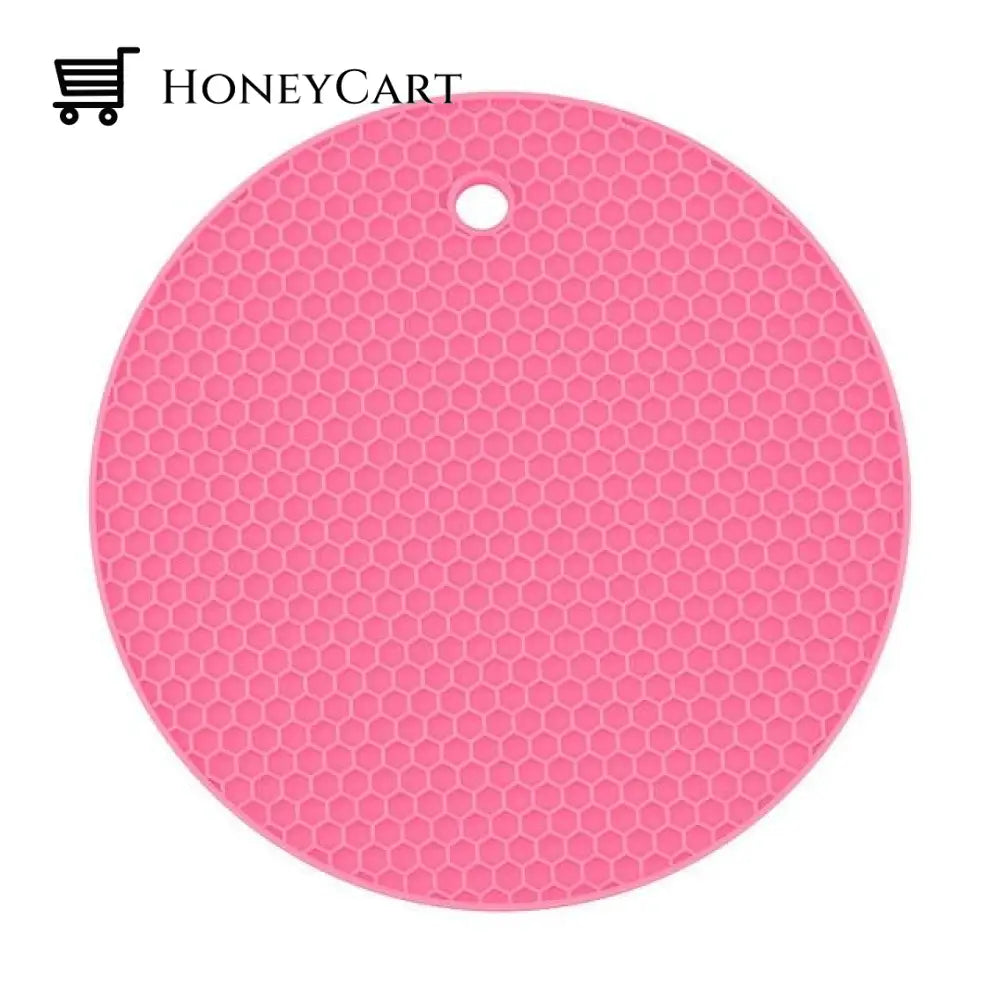 Round Heat Resistant Silicone Mat Rose Red / 18X18X0.8Cm/7.08X7.08X0.31 Inch Home Gadgets