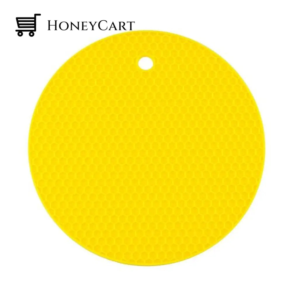 Round Heat Resistant Silicone Mat Yellow / 18X18X0.8Cm/7.08X7.08X0.31 Inch Home Gadgets