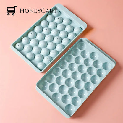 Round Ice Cube Tray With Lid Ball Maker Mold Blue / Buy 1