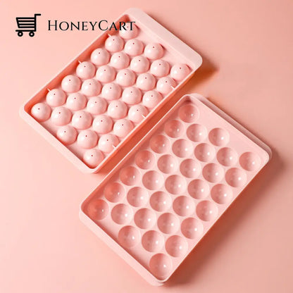 Round Ice Cube Tray With Lid Ball Maker Mold Pink / Buy 1