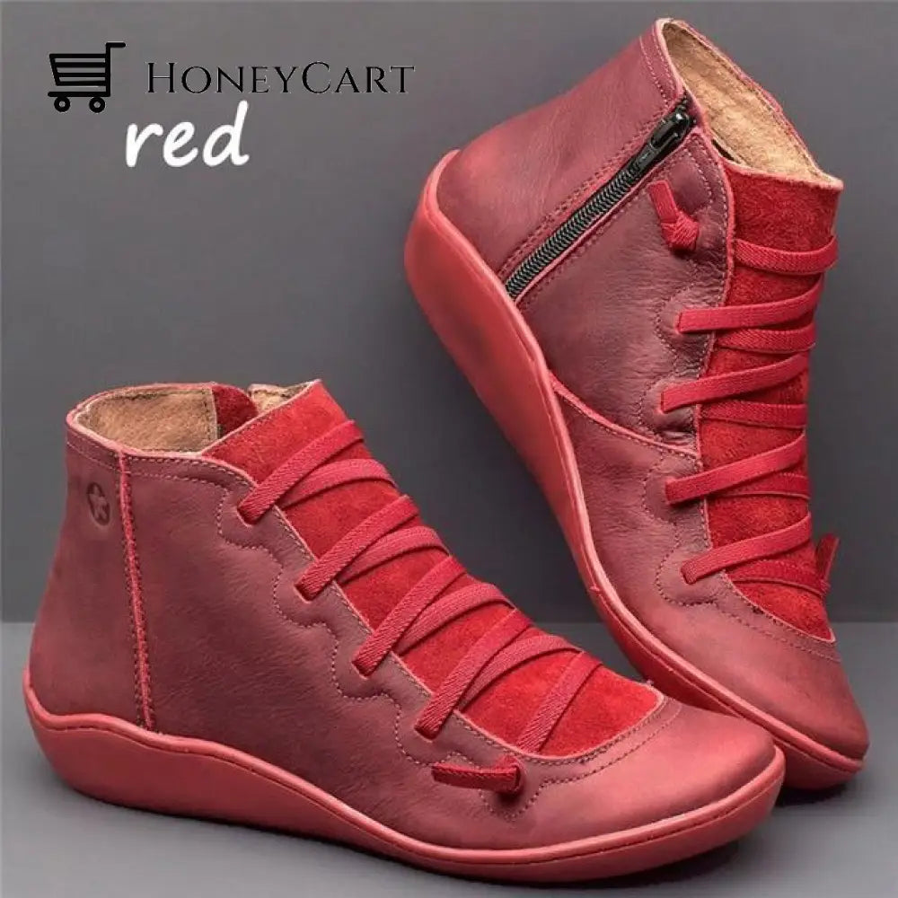 Round Toe Zipper Casual Ankle Boots For Bunions