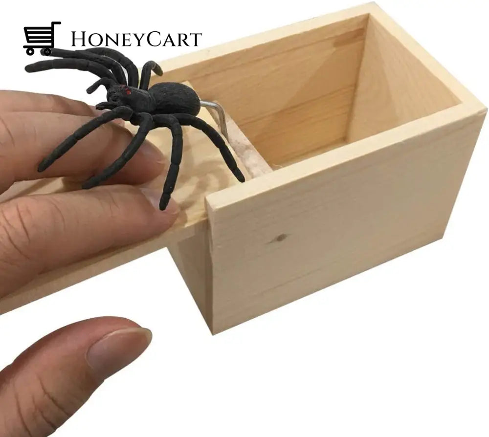 Rubber Spider Prank Box Handcrafted Wooden Surprise Ltt-Decor