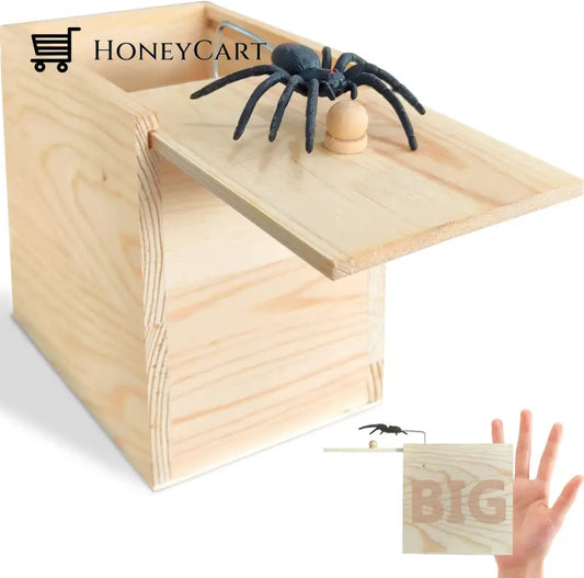 Rubber Spider Prank Box Handcrafted Wooden Surprise Ltt-Decor