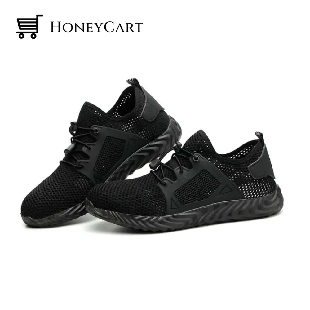 Safety Work Sneakers Non Slip Anti-Smashing Anti-Puncture Lightweight Outdoor Shoes Black /