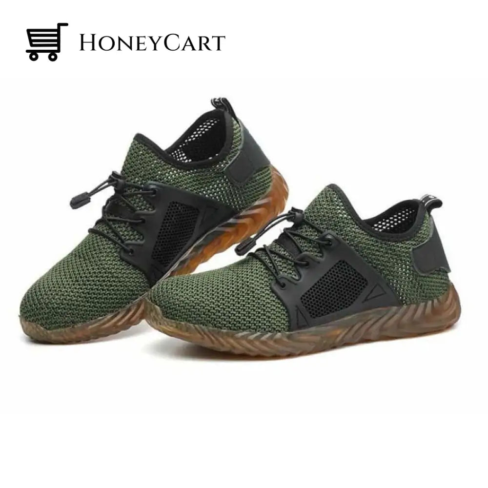 Safety Work Sneakers Non Slip Anti-Smashing Anti-Puncture Lightweight Outdoor Shoes Green /