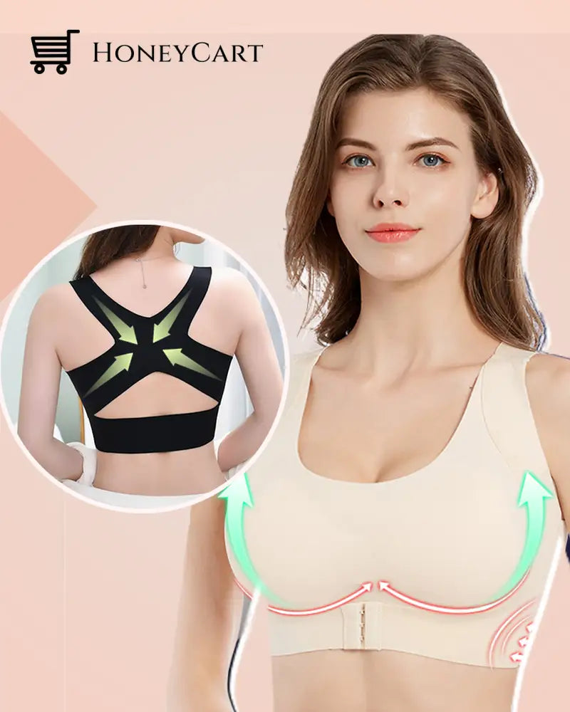 Seamless Front Buckle Gathered Corrective Bra