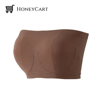 Seamless Imitation Steel Ring Strapless Tube Top Brown / S Clothing