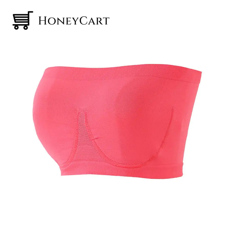 Seamless Imitation Steel Ring Strapless Tube Top Rose Red / S Clothing