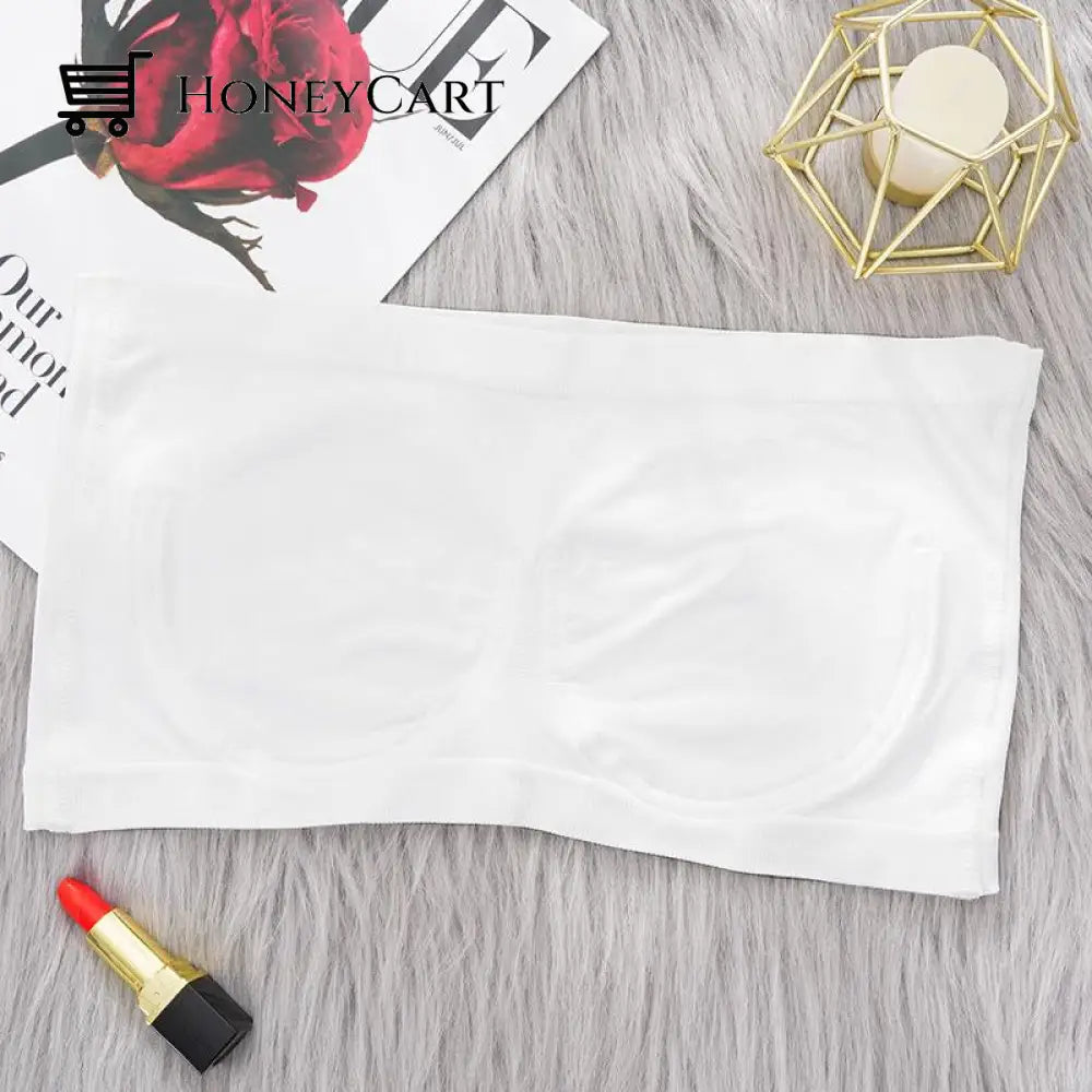 Seamless Imitation Steel Ring Strapless Tube Top White / S Clothing