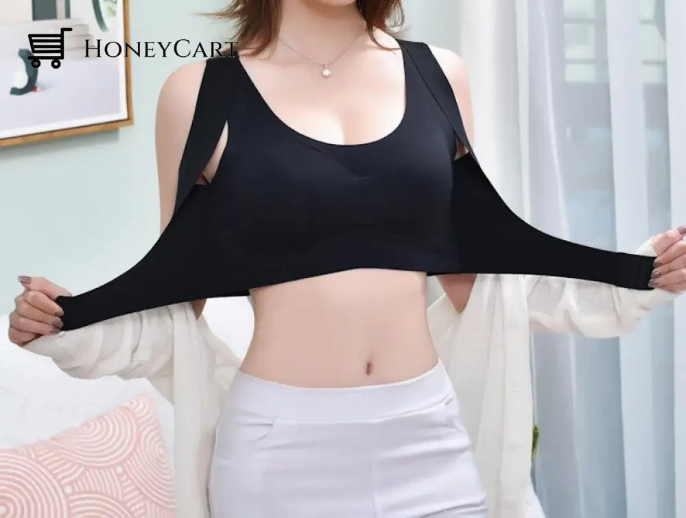 Seamless Support Bra Posture Corrector Bralette Front Closure Underwear Cross Back Humpback For Plus