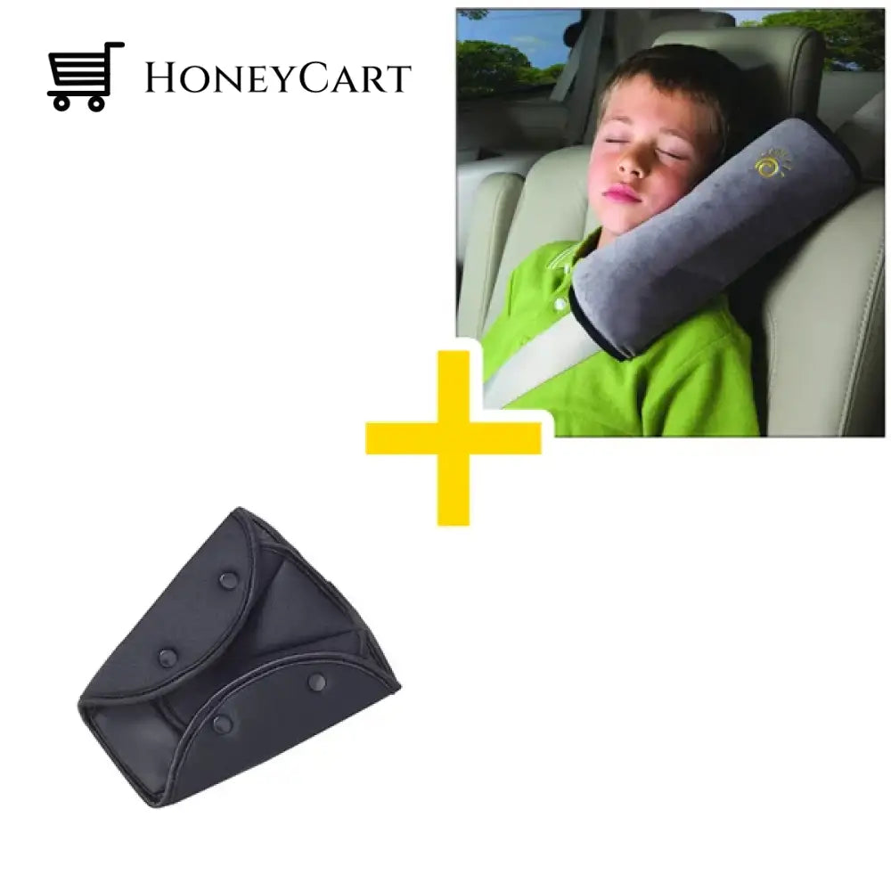 Seat Belt Adjuster For Kids Adults Black / + Pillow Tool