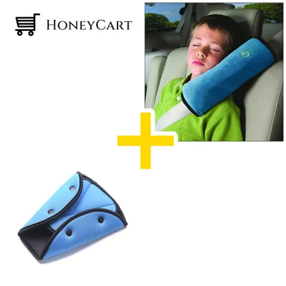 Seat Belt Adjuster For Kids Adults Blue / + Pillow Tool