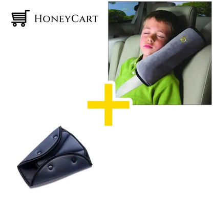 Seat Belt Adjuster For Kids Adults Gray / + Pillow Tool