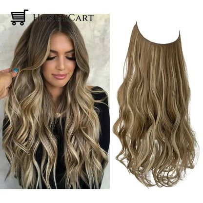 Secret Hair Invisible Halo Extensions Ash Medium Brown Blonde / 14 Inches | 70 Grams