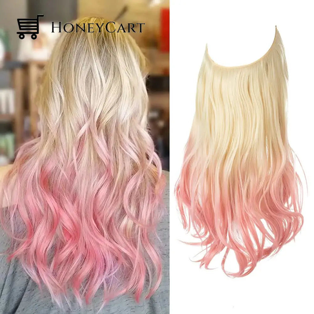 Secret Hair Invisible Halo Extensions Beach Blonde To Pink / 14 Inches | 70 Grams