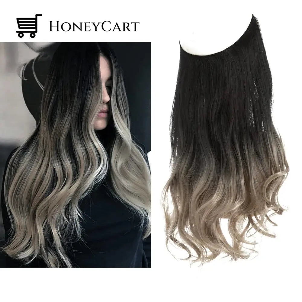 Secret Hair Invisible Halo Extensions Black To Ash Blonde / 14 Inches | 70 Grams