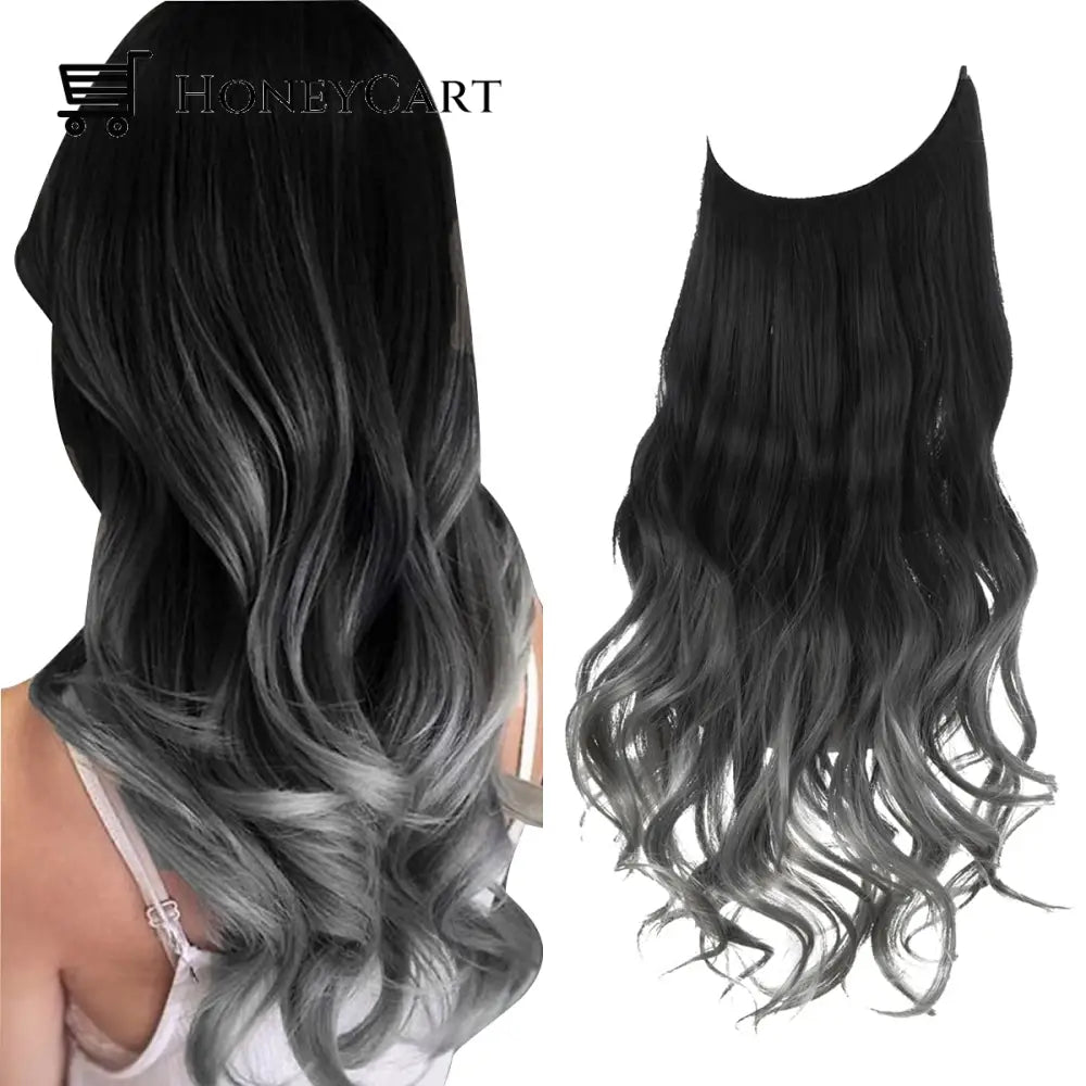 Secret Hair Invisible Halo Extensions Black To Gray / 14 Inches | 70 Grams