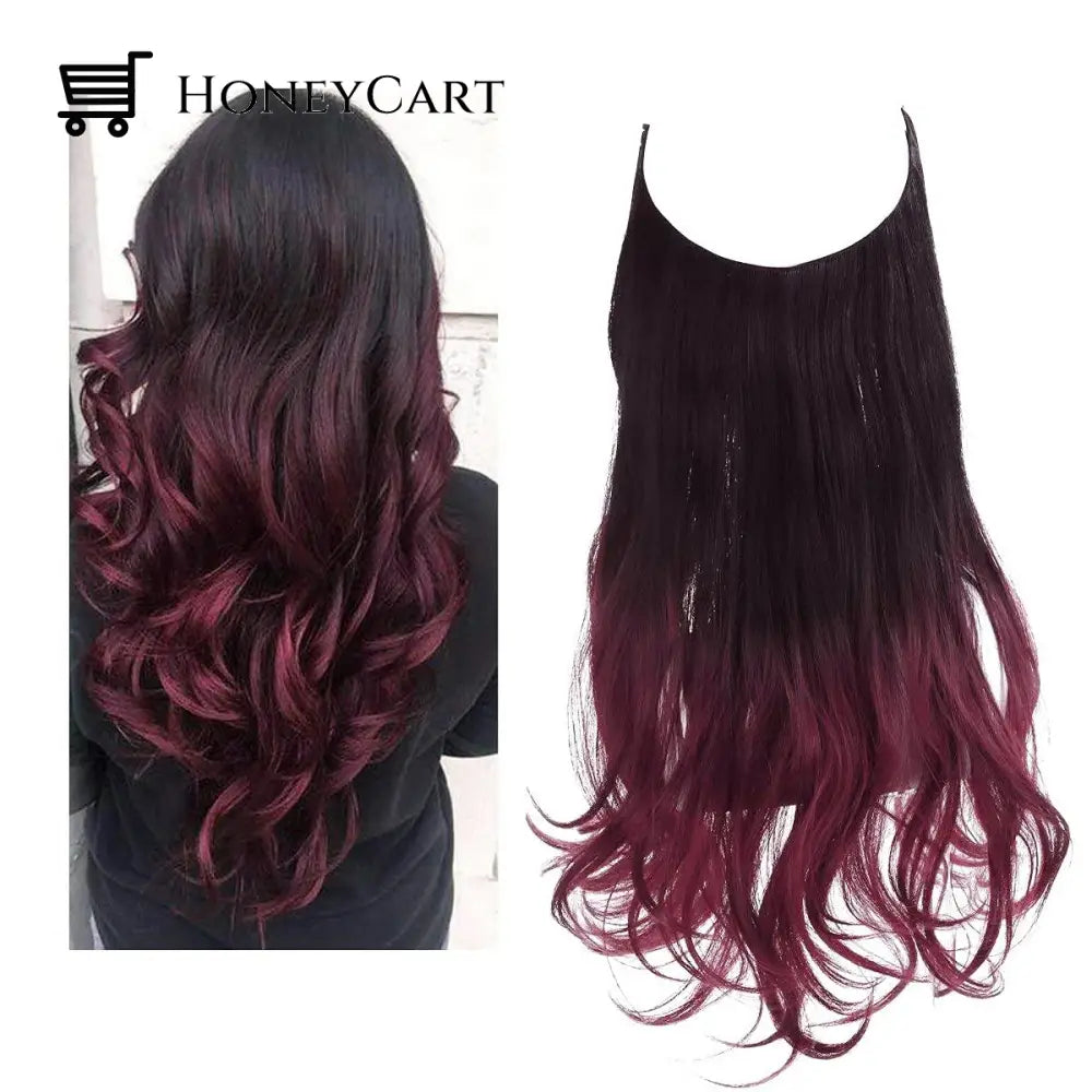 Secret Hair Invisible Halo Extensions Black To Wine / 14 Inches | 70 Grams