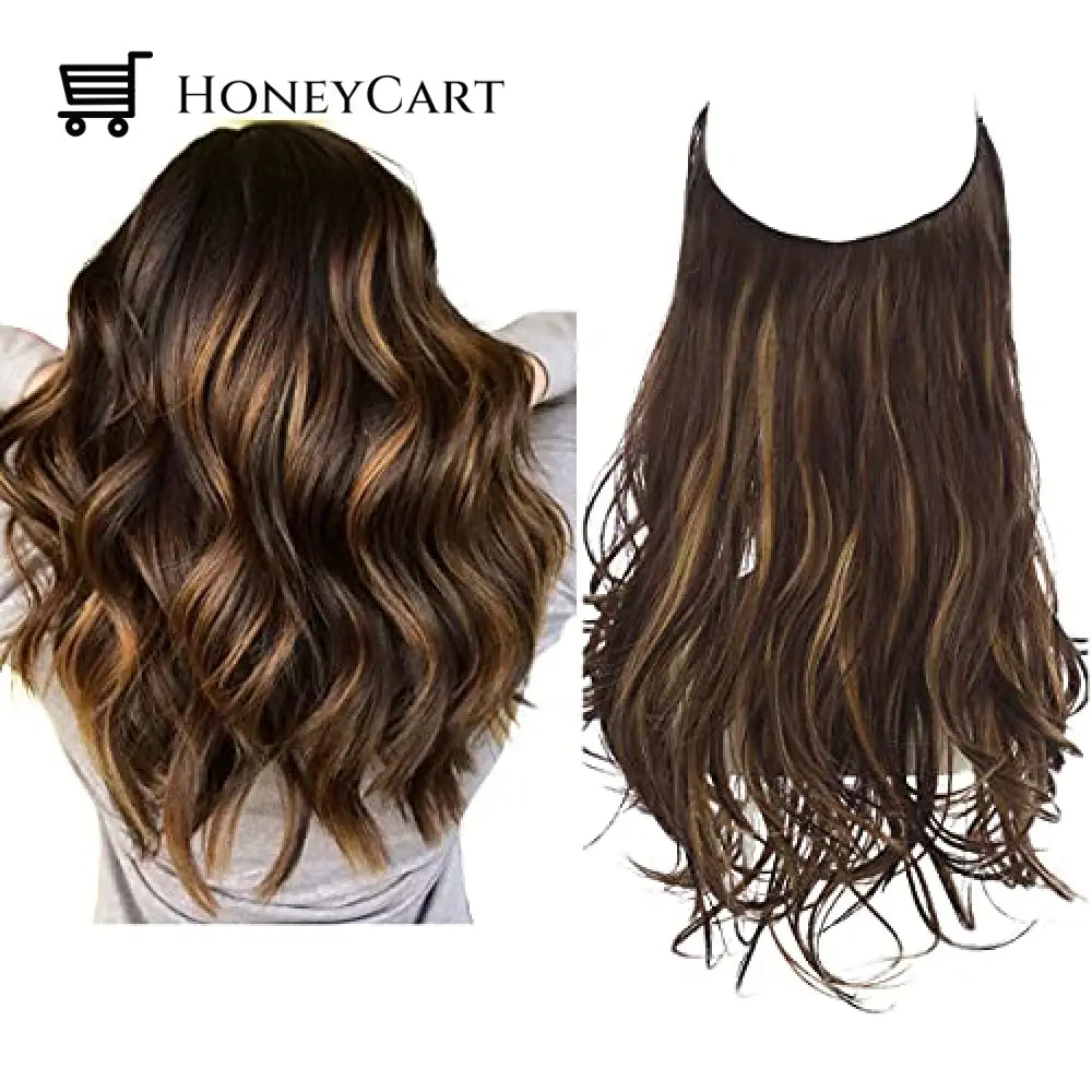 Secret Hair Invisible Halo Extensions Dark Brown Golden / 14 Inches | 70 Grams
