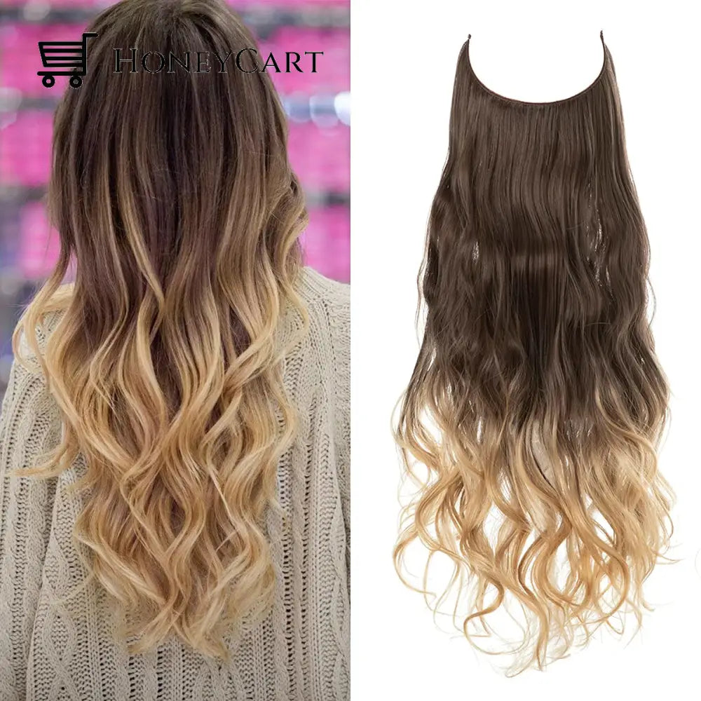 Secret Hair Invisible Halo Extensions Dark Brown To Sandy Blonde / 14 Inches | 70 Grams