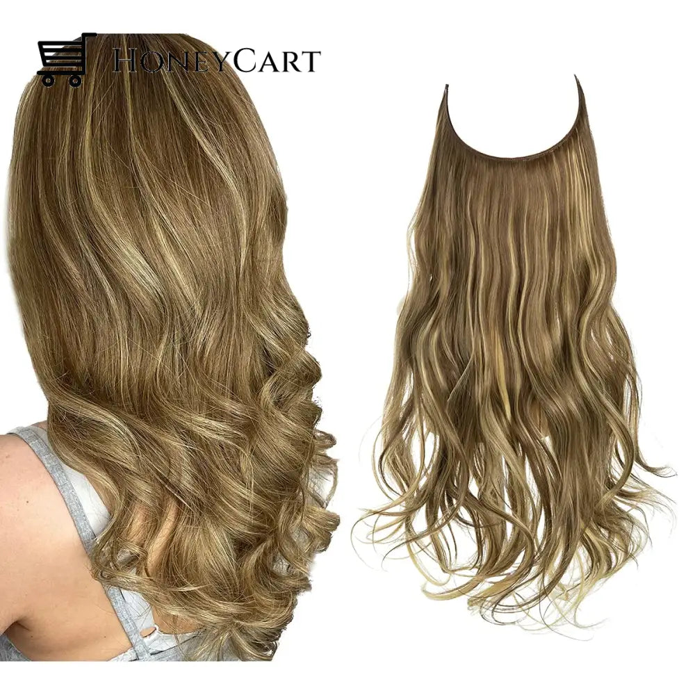 Secret Hair Invisible Halo Extensions Gold Blonde Ash Brown / 14 Inches | 70 Grams