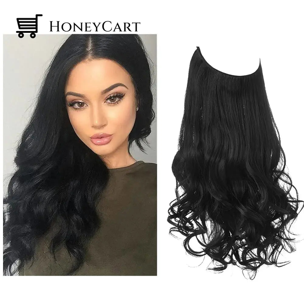 Secret Hair Invisible Halo Extensions Jet Black / 14 Inches | 70 Grams