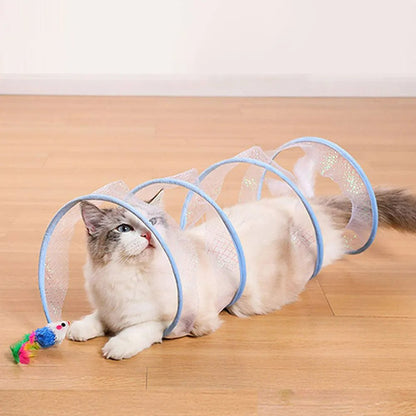 Self-Play Cat Hunting Spiral Tunnel Toy - Indoor Cat Activity Structure, Portable and Foldable Toy