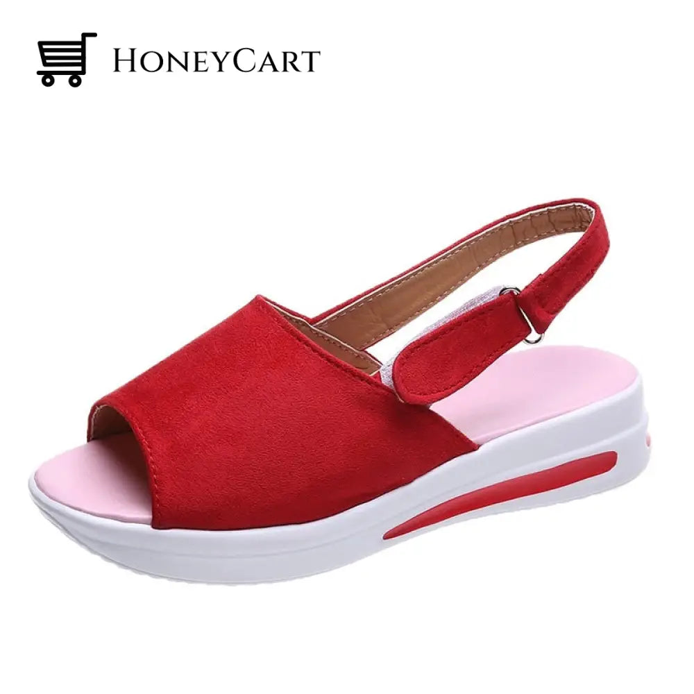 Serenestep Comfortable Suede Wedges Sandals For Women 4.5 / Red