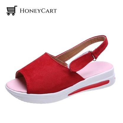 Serenestep Comfortable Suede Wedges Sandals For Women 4.5 / Red