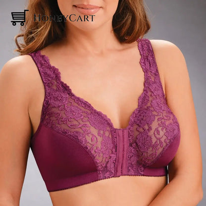 Sexy Lace Posture Comfort Bra Purple / S