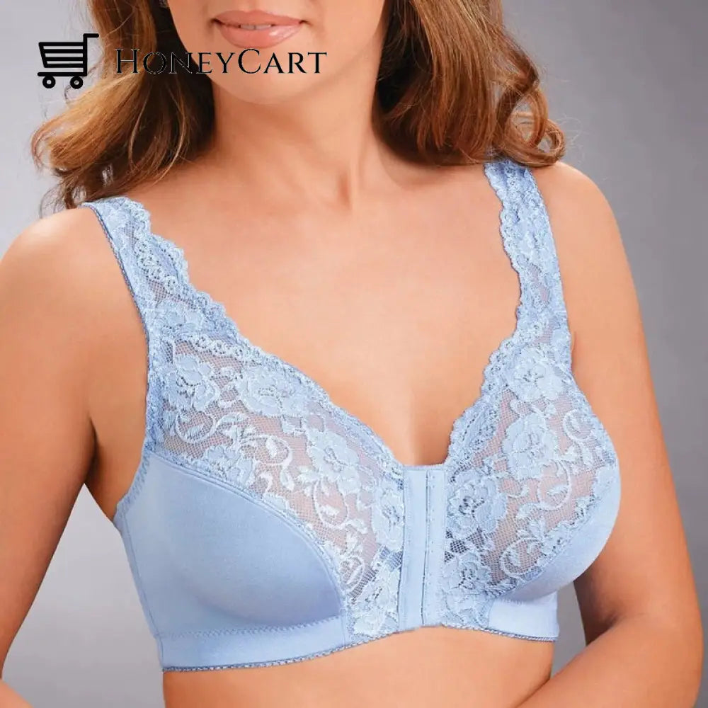 Sexy Lace Posture Comfort Bra Sky Blue / S