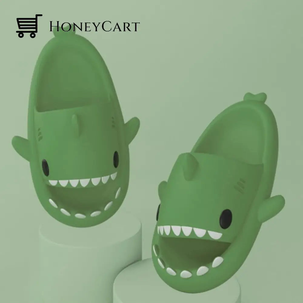 Shark Slippers - Flip Flops Anti-Skid Couple Fashion Shoes A-Dark Green / 36-37