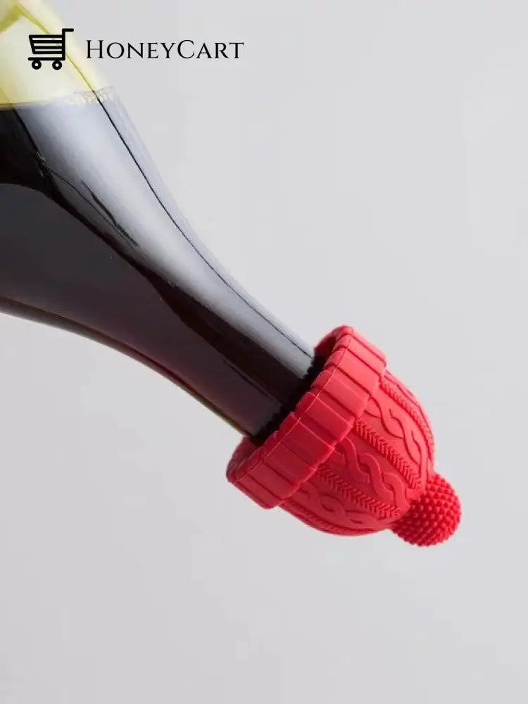 Silicone Champagne Bottle Cap Red Plastic