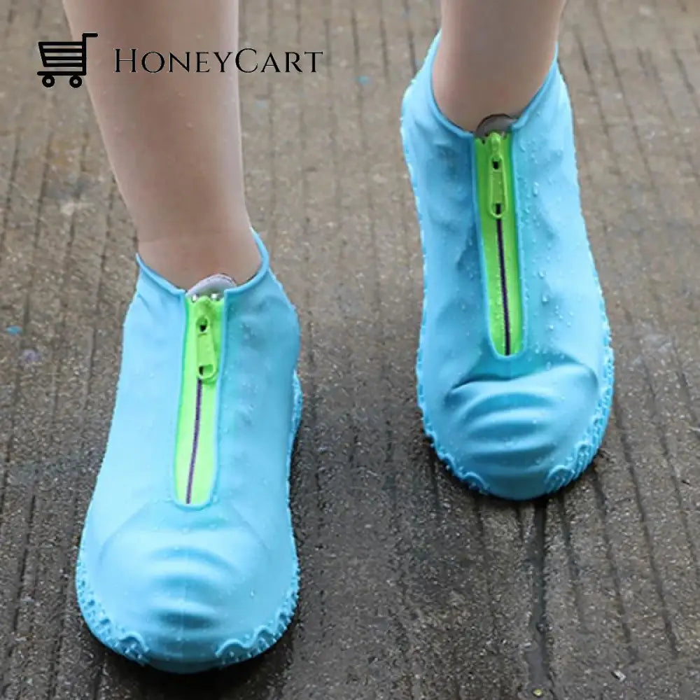 Silicone Shoe Covers With Zipper Blue / S