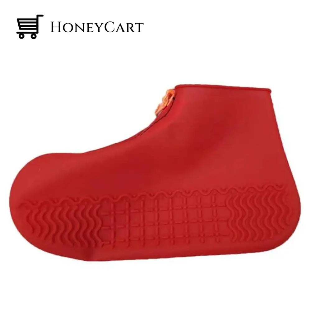 Silicone Shoe Covers With Zipper Red / S