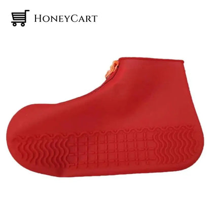 Silicone Shoe Covers With Zipper Red / S