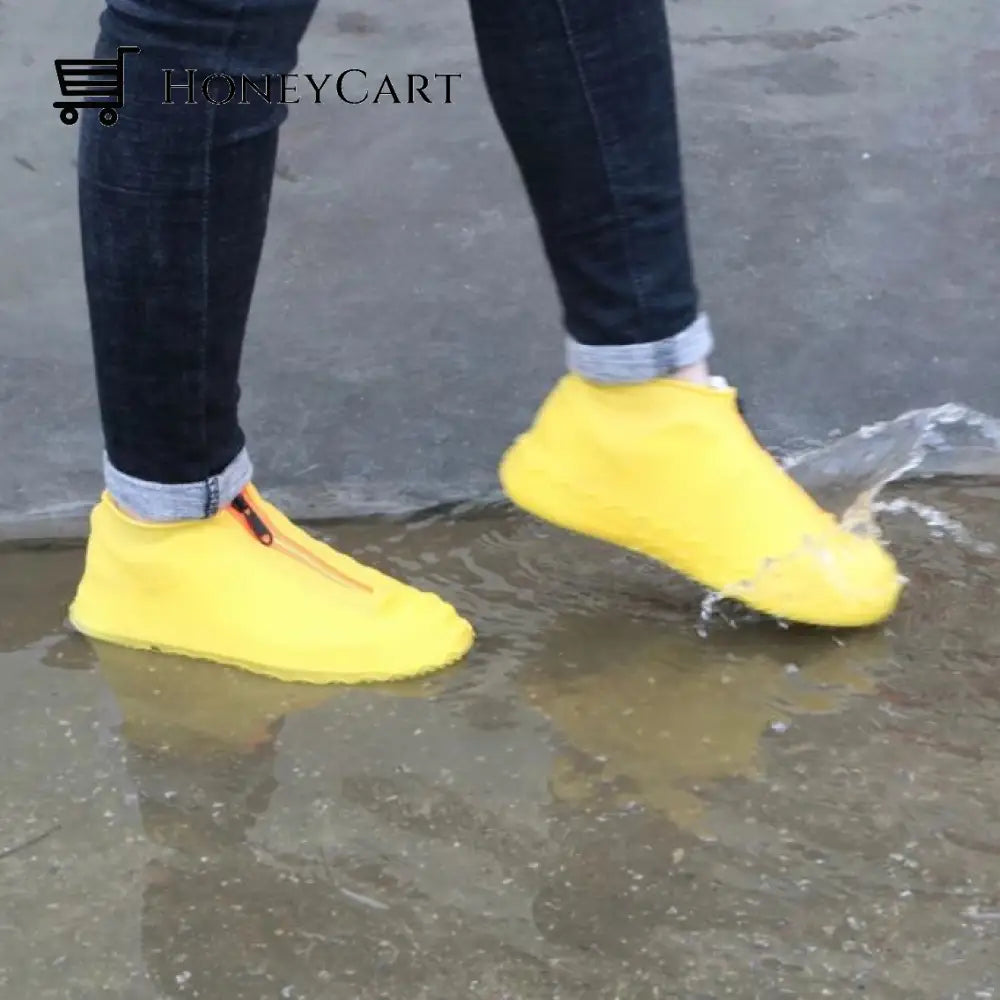 Silicone Shoe Covers With Zipper Yellow / S