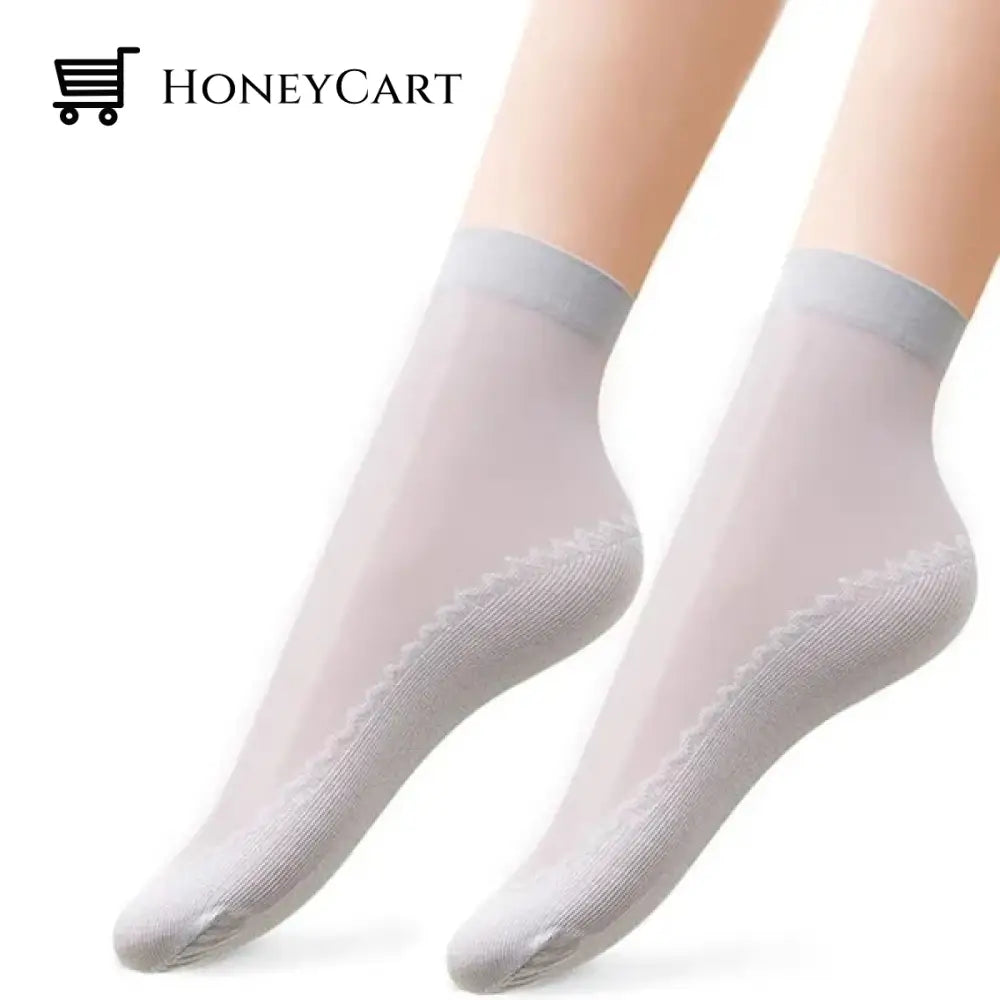 Silky Anti Slip Cotton Socks Gray / 5 Pairs Tool