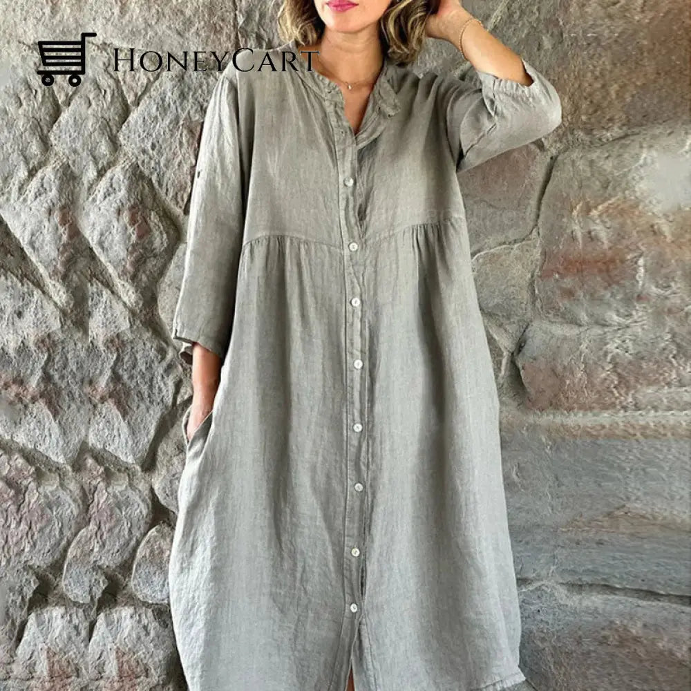 Simple Casual And Loose Dress Gray / S