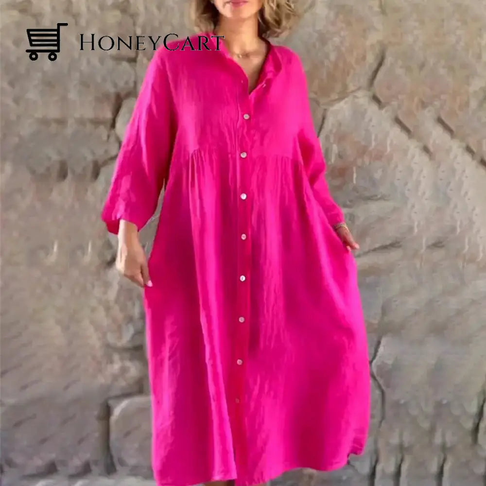 Simple Casual And Loose Dress Pink / S