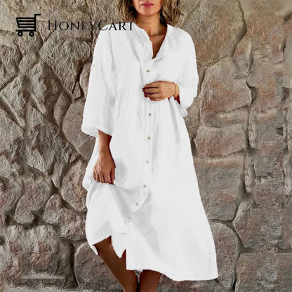 Simple Casual And Loose Dress White / S