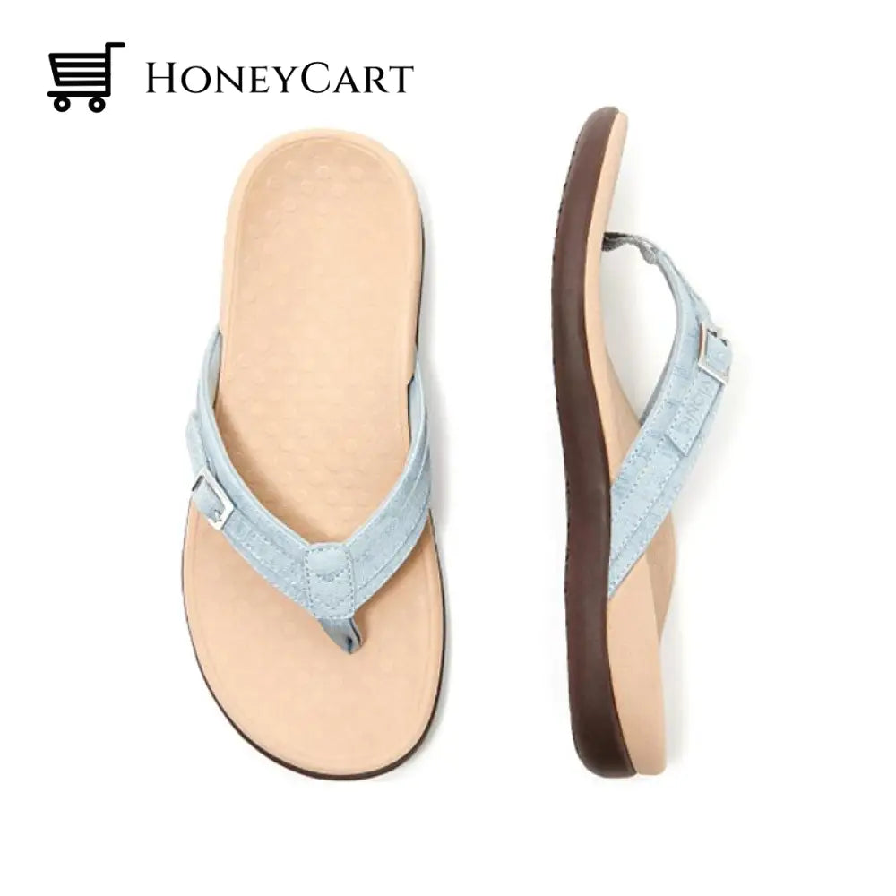 Simple Pu Flip Flops Light Blue / 35